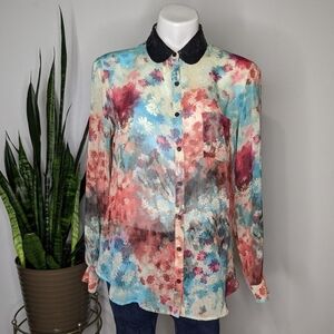 ✨3/$15 Bellatrix floral watercolor button up M